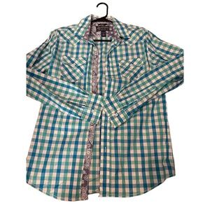 American Rag Plaid Button-Up Shirt Long Sleeve Casual Mens Small
